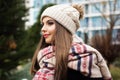 Pretty teen girl is wearing warm winter clothes Royalty Free Stock Photo