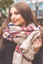 Pretty teen girl is wearing warm winter clothes Royalty Free Stock Photo