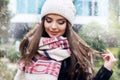 Pretty teen girl is wearing warm winter clothes Royalty Free Stock Photo