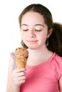 Pretty Teen Holding Ice Cream Cone Royalty Free Stock Photo