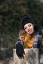 Pretty teen wear scarf and skull cap