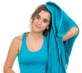 Pretty teenage girl drying her wet hair with a towel Royalty Free Stock Photo