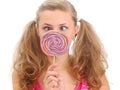 Pretty teenage girl with a lollipop Royalty Free Stock Photo