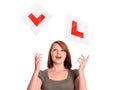 Pretty teenage girl passing her driving test Royalty Free Stock Photo