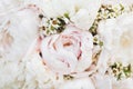 Pretty and tender light pastel colored bridal bouquet with white and pink peony