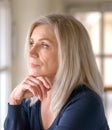 Pretty thoughtful woman with serious expression Royalty Free Stock Photo