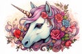 pretty unicorn, cartoon design illustrated by Generative AI