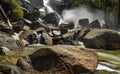 Long exposure of bassi falls in northern california with mist Royalty Free Stock Photo