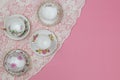 Pretty vintage teacups with lace Royalty Free Stock Photo