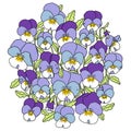 Pretty violets flowers composition, illustration