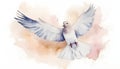 Watercolor Dove in Flight