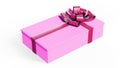 Pretty white box with red bow - hioliday present Royalty Free Stock Photo