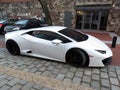 Pretty White Lamborghini Sports Car in Georgetown Royalty Free Stock Photo