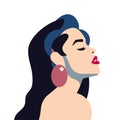 Pretty woman abstract pop art avatar elegant fashion vogue brunette lady naked shoulders vector flat