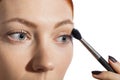 Pretty Woman Applying Eye Shadow Makeup Royalty Free Stock Photo