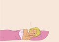 Pretty woman with blond hair sleeping. Royalty Free Stock Photo