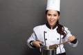 Pretty woman Chef in action Royalty Free Stock Photo