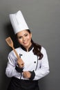 Pretty woman Chef in action Royalty Free Stock Photo