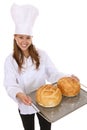 Pretty Woman Chef Holding Bread