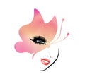 Pretty Woman Cosmetic Make up Eyelashes extensions Hair Style Beauty salon studio Icon Logo Vector