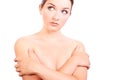 Pretty woman covering her breasts Royalty Free Stock Photo