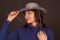 Pretty woman with cowboy hat Royalty Free Stock Photo