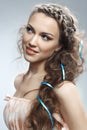 Pretty woman with curly hair Royalty Free Stock Photo