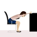 Pretty woman is doing exercise on the office chair. Business woman in healthy warm up pose. Royalty Free Stock Photo