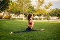 Pretty woman doing yoga exercisies