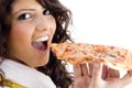 Pretty woman eating delicious pizza Royalty Free Stock Photo