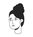 Pretty woman with fancy party hairstyle monochrome flat linear character head