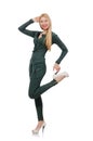 Pretty woman in green clothing isolated on the Royalty Free Stock Photo