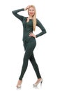 Pretty woman in green clothing isolated on the Royalty Free Stock Photo