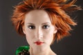 Pretty woman with healthy red flying hair Royalty Free Stock Photo