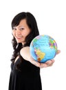 Pretty Woman Holding Globe Royalty Free Stock Photo