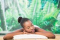 Pretty woman lying on massage table Royalty Free Stock Photo