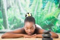 Pretty woman lying on massage table Royalty Free Stock Photo