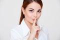 Pretty woman making silence sign Royalty Free Stock Photo