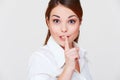 Pretty woman making silence sign Royalty Free Stock Photo
