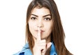 Pretty woman making silence sign Royalty Free Stock Photo