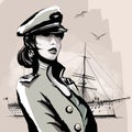 Pretty woman in marine officer uniform Royalty Free Stock Photo