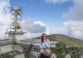 Pretty woman at the the military base at the highest mountain in Sri Lanka