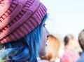 Pretty woman with nose ring blue hair and had at Womens March in Tulsa Oklahoma USA 1-20-2018