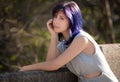 Pretty Woman With Purple Hair