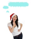 Pretty woman in red christmas hat making a wish Royalty Free Stock Photo