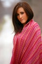 Pretty Woman in Red Shawl