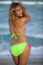 Pretty woman in colorful bikini Royalty Free Stock Photo