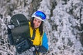 pretty woman snowboarder portrait