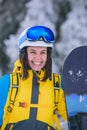 pretty woman snowboarder portrait Royalty Free Stock Photo