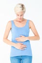 Pretty woman with stomach pain Royalty Free Stock Photo